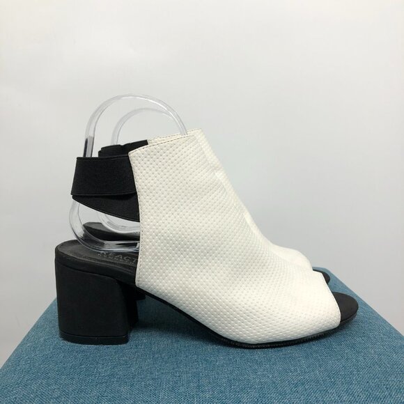 Kenneth Cole White Perforated Pleather Hannon Shootie Almond Nubuck Ankle Boots - Picture 3 of 15